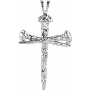 Extel Large Sterling Silver Mens Religious Nail Cross Pendant