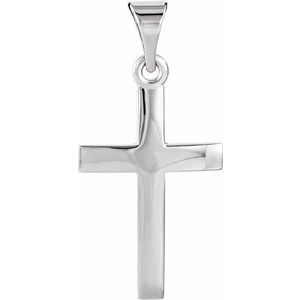 Extel Medium 14K White Gold Mens Womens Cross Pendant Charm