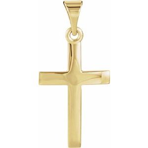 Extel Medium 14K Yellow Gold Cross Pendant Charm USA