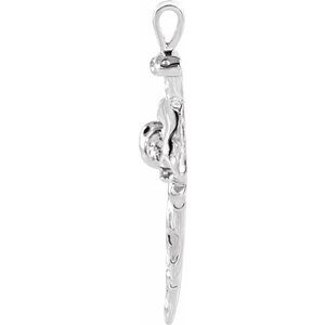 Extel Large 14K White Gold Mens Religious Nail Cross Pendant