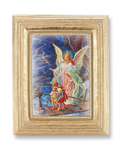 Guardian Angel Picture Framed Print Small Gold-Leaf Frame