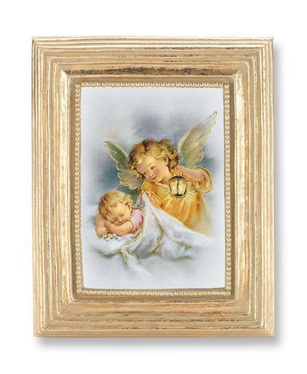 Guardian Angel with Lantern Picture Framed Print Small Gold-Leaf Frame