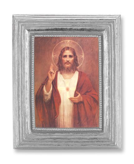 Sacred Heart of Jesus Picture Framed Print Small Silver-Leaf Frame