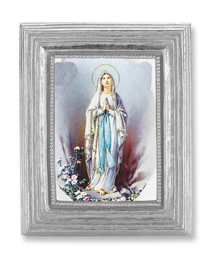 Our Lady of Lourdes Picture Framed Print Small, Silver-Leaf Frame