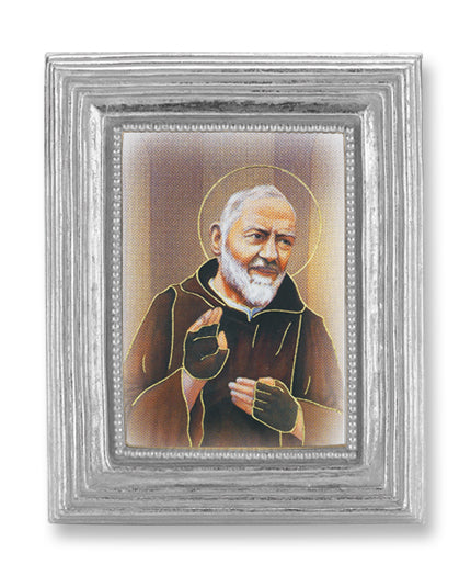 Saint Pio Picture Framed Print Small, Silver-Leaf Frame