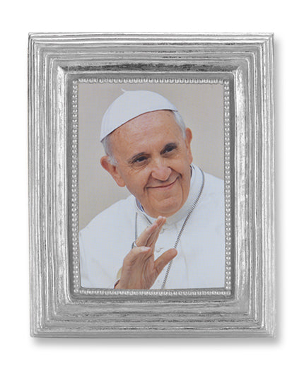 Pope Francis Picture Framed Print Small Silver-Leaf Frame