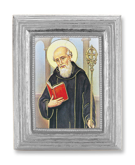 St. Benedict Picture Framed Print Small, Silver-Leaf Frame