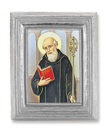 St. Benedict Picture Framed Print Small Silver-Leaf Frame
