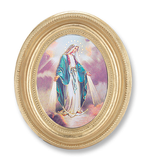 Our Lady of Grace Picture Framed Print Small Oval Gold-Leaf Frame