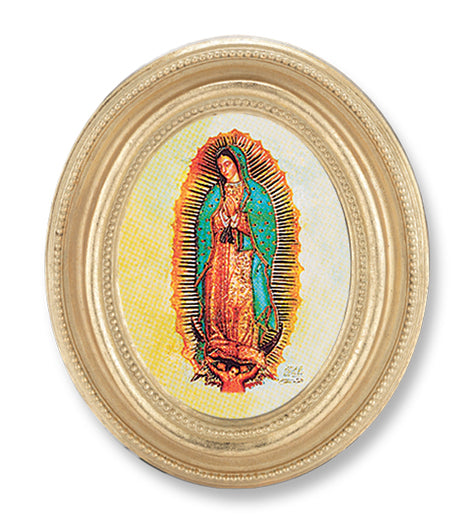 Our Lady of Guadalupe Picture Framed Print, Small, Oval Gold-Leaf Frame