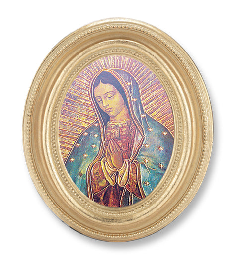 Our Lady of Guadalupe Picture Framed Print, Small, Oval Gold-Leaf Frame