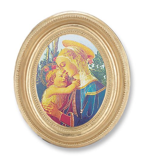 Madonna and Child Picture Framed Print Small, Oval Gold-Leaf Frame