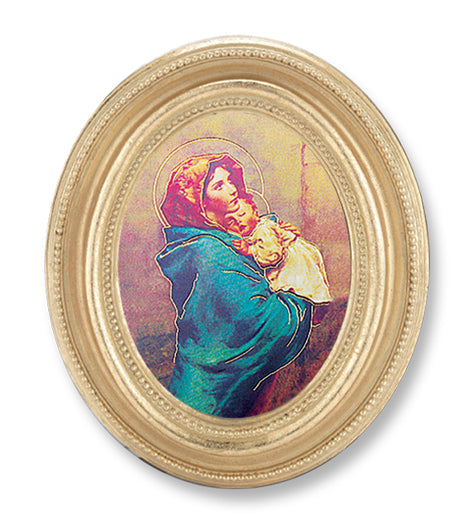 Madonna of the Street Picture Framed Print Small, Oval Gold-Leaf Frame