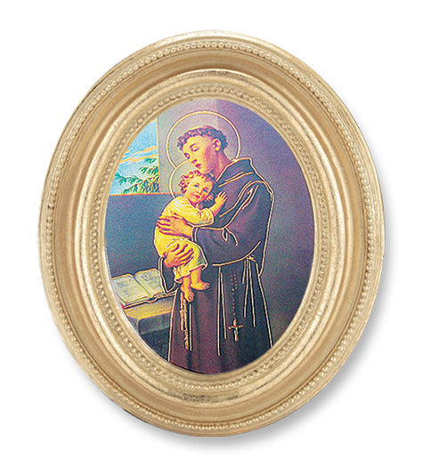 St. Anthony Picture Framed Print Small Oval Gold-Leaf Frame