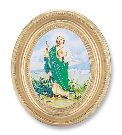 St. Jude Picture Framed Print Small, Oval Gold-Leaf Frame
