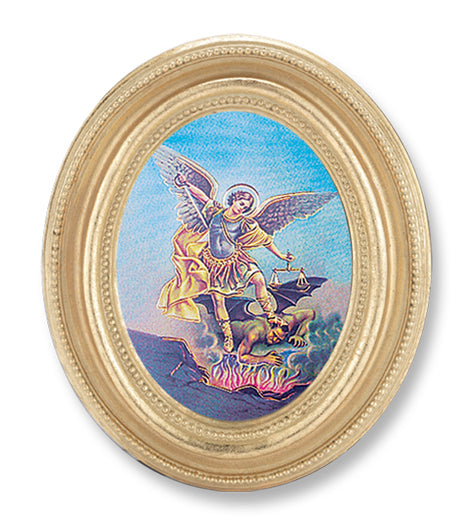 St. Michael Picture Framed Print Small, Oval Gold-Leaf Frame
