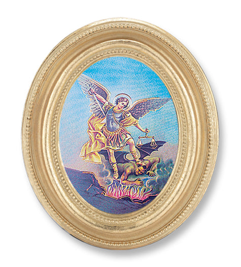 St. Michael Picture Framed Print Small Oval Gold-Leaf Frame