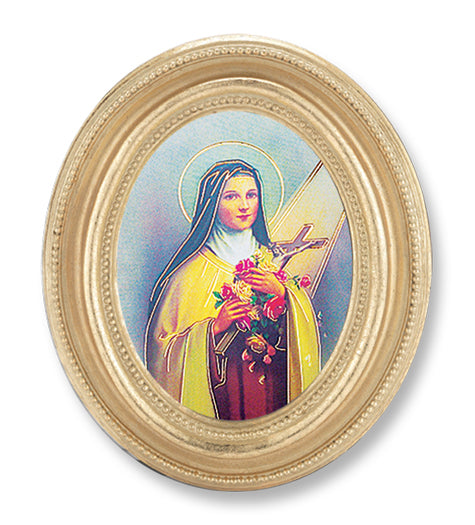 St. Therese Picture Framed Print Small, Oval Gold-Leaf Frame