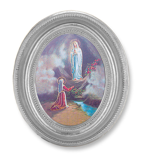 Our Lady of Lourdes Picture Framed Print Small Oval Frame