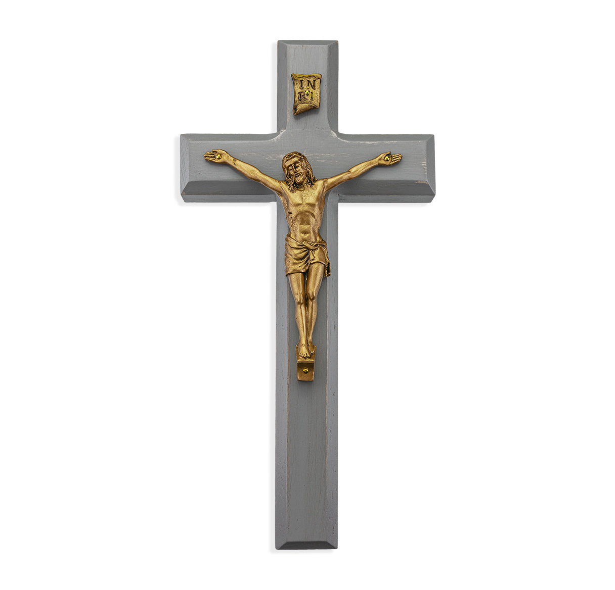 Large Catholic Camtry Gray Wood Wall Crucifix 10 Inch Decor
