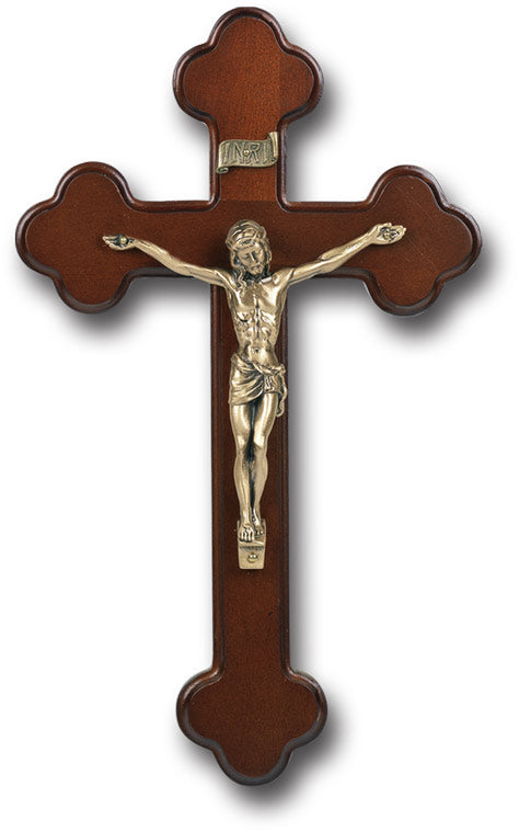 Large Catholic Latin Style Dark Cherry Wood Wall Crucifix 10