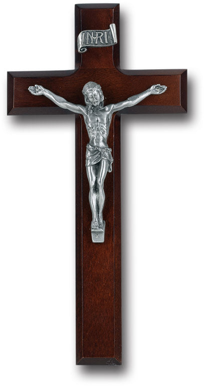 Large Catholic Dark Cherry Wall Crucifix, 10", for Home, Office, Over Door