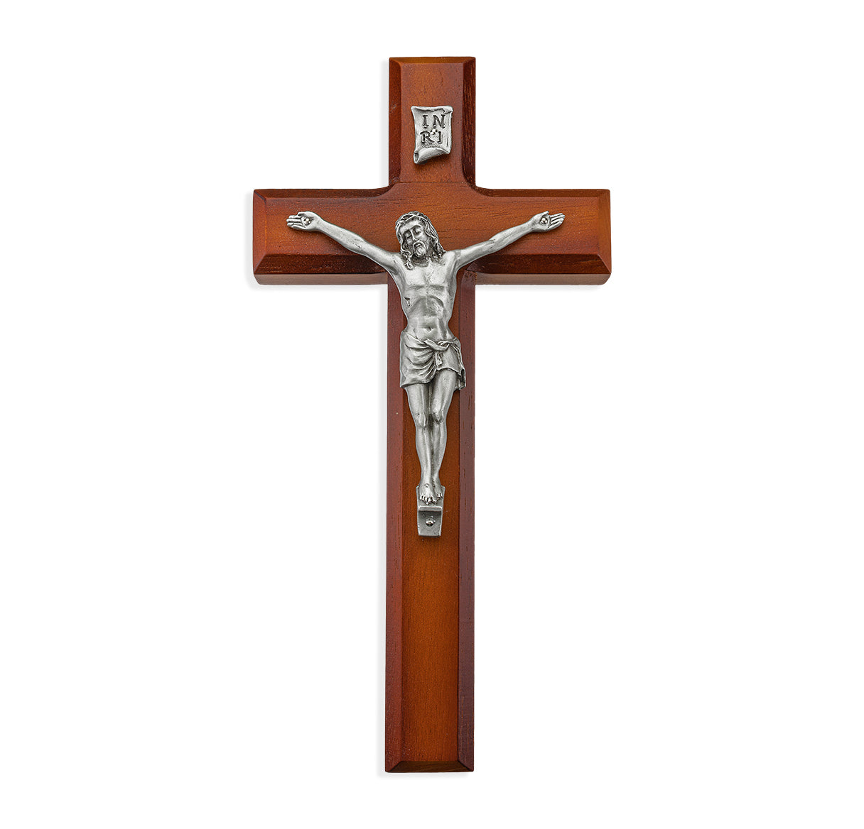 Large Catholic Tutone Wood Wall Crucifix, 10 Inch Decor