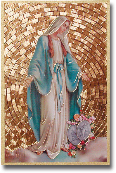 Hirten Our Lady of Grace Gold Foil Mosaic Plaque Wall Art Decor, Small