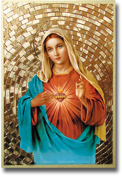 Hirten Immaculate Heart of Mary Gold Foil Mosaic Plaque Wall Art Decor, Small