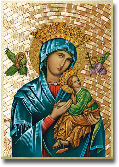 Hirten Our Lady of Perpetual Help Gold Foil Mosaic Plaque Wall Art Decor, Small