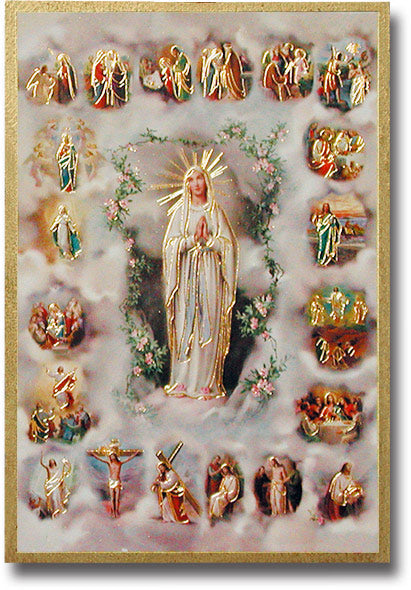 Hirten Mystery of the Rosary Gold Foil Mosaic Plaque Wall Art Decor, Small