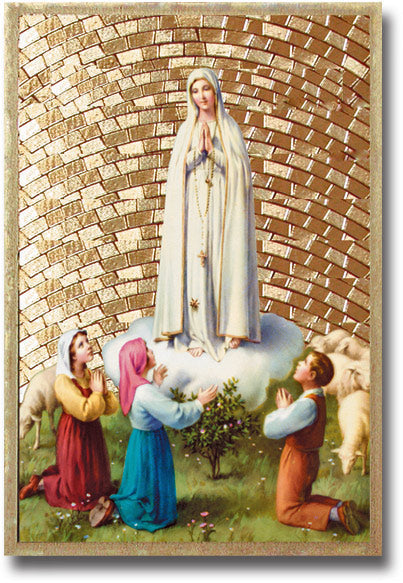 Hirten Our Lady of Fatima Gold Foil Mosaic Plaque Wall Art Decor, Small