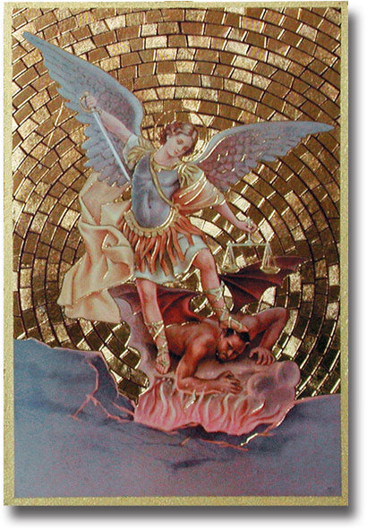 Hirten St. Michael Gold Foil Mosaic Plaque Wall Art Decor, Small