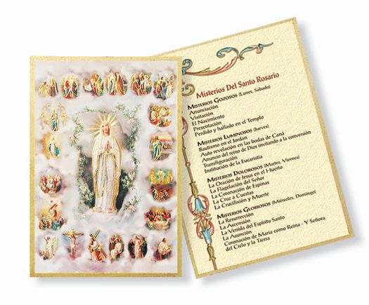 Hirten Mysteries of the Rosary Spanish Gold Foil Mosaic Plaque