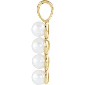 Extel Medium 14K Yellow Gold Womens Religious Pearl Cross Pendant