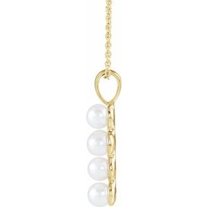 Extel Medium 14K Yellow Gold Womens Religious Pearl Cross Pendant with 18 Inch Necklace