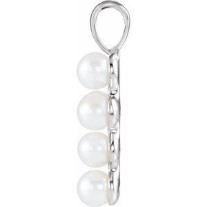 Extel Medium Sterling Silver Womens Religious Pearl Cross Pendant  Made in USA
