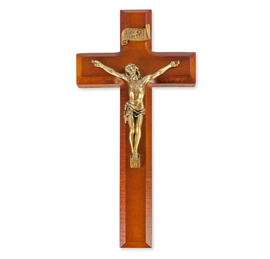 Medium Catholic Tutone Wood Wall Crucifix, 9", for Home, Office, Over Door