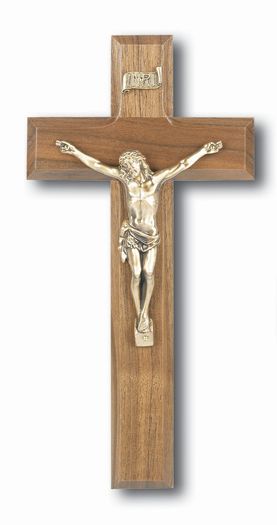 Medium Catholic Genuine Walnut Wall Crucifix 9 Inch Decor