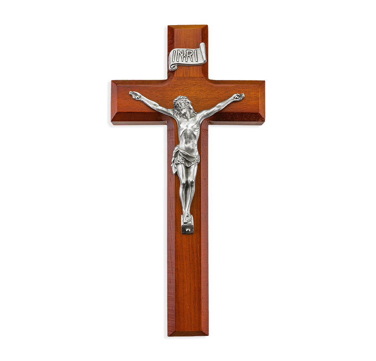 Medium Catholic Tutone Wood Wall Crucifix 9 Inch Decor