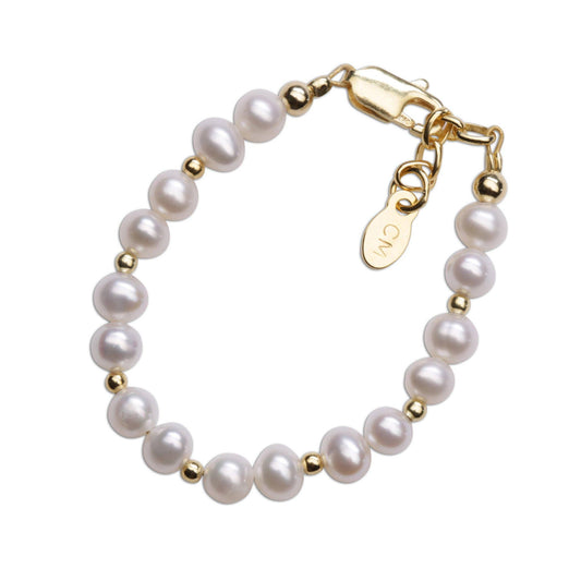 Girls 14K Gold-Plated Pearl Baby Bracelet Children's Jewelry: Small 0-12m