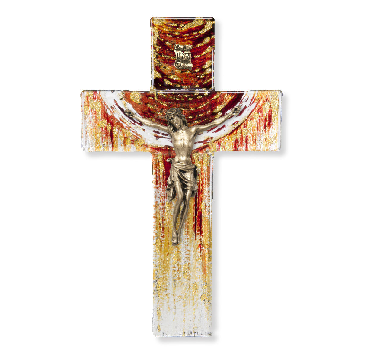 Medium Catholic Red and Gold Crucifix, 7", for Home, Office, Over Door