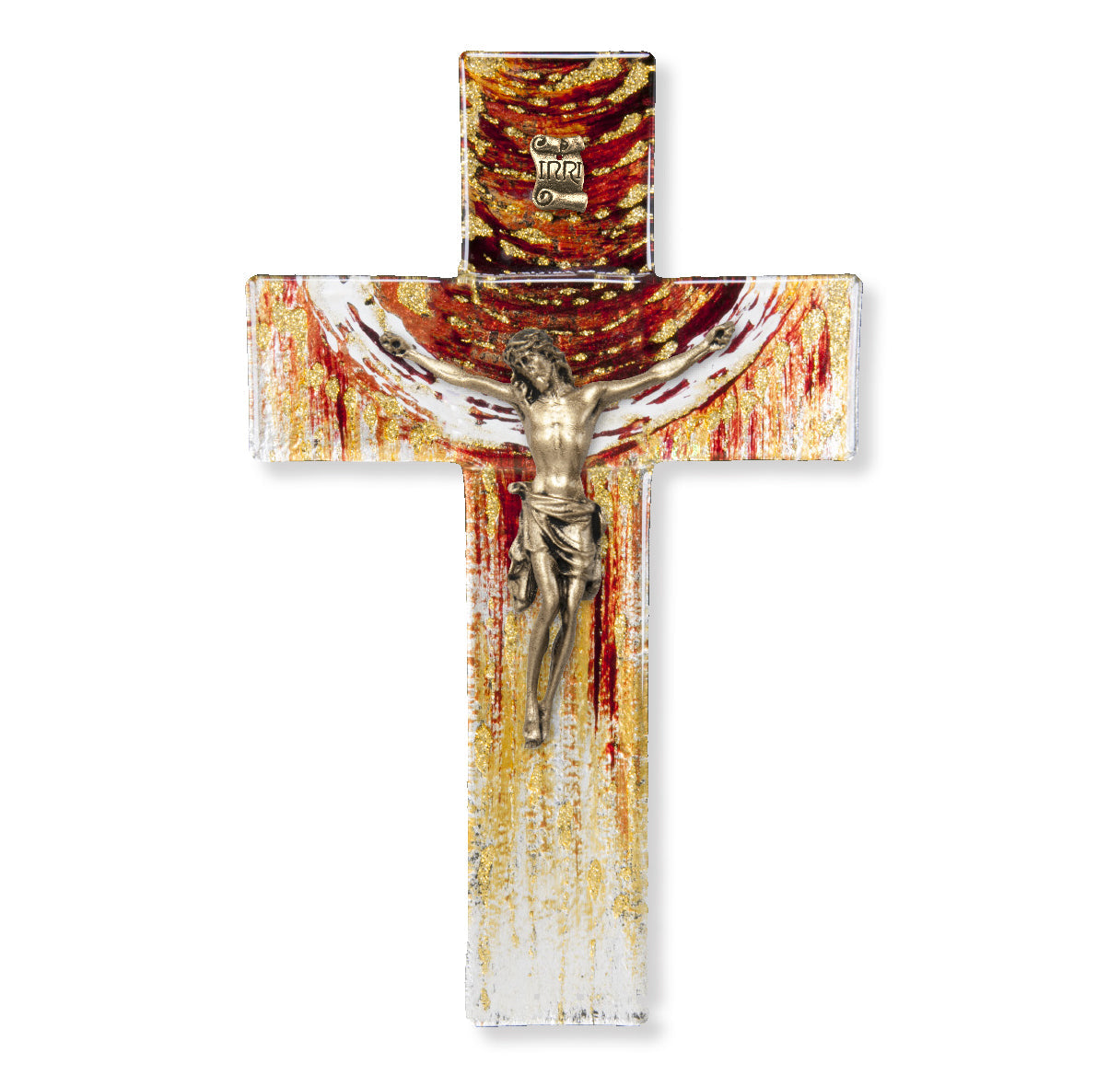 Medium Catholic Red and Gold Crucifix 7 Inch Decor Gift