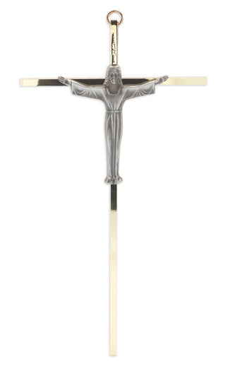 Large Catholic Risen Christ Brass Metal Cross , 10", for Home, Office, Over Door