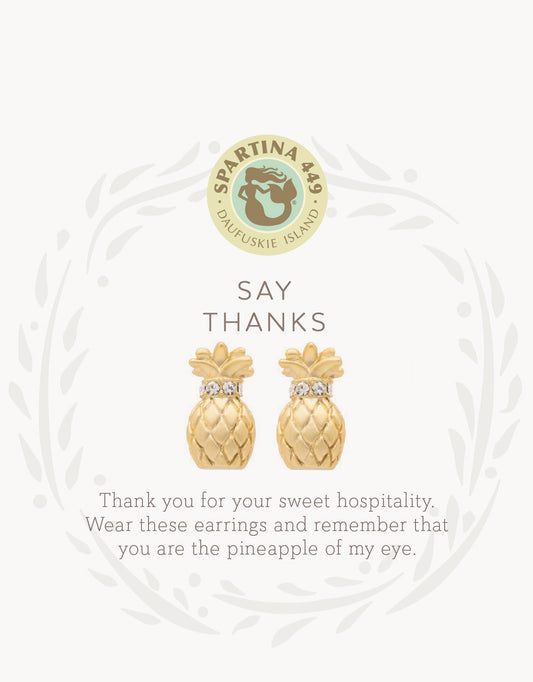 Spartina Sea La Vie Stud Earrings Thanks Pineapple Charm
