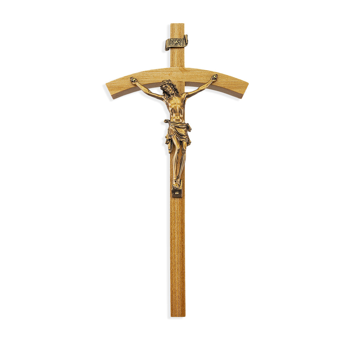 Large Catholic Oak Wood Wall Crucifix, 10", for Home, Office, Over Door