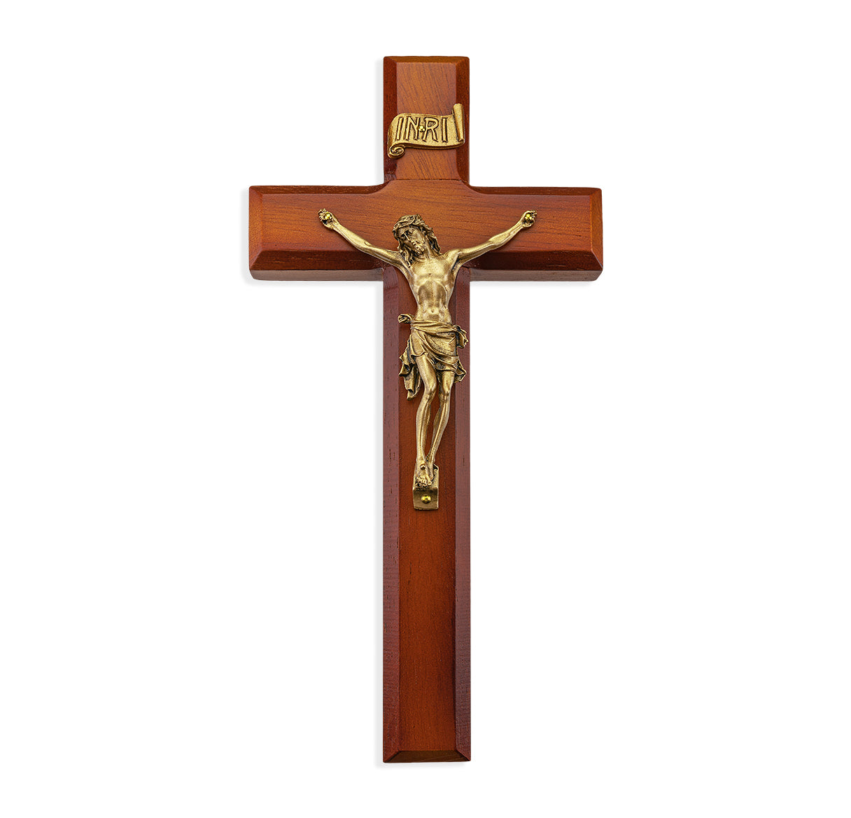 Large Catholic Tutone Wood Wall Crucifix 10 Inch Decor Piece