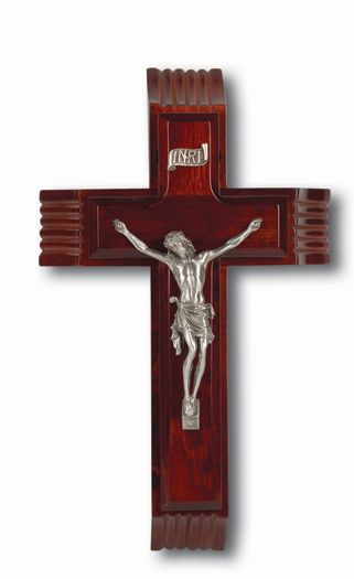 Large Catholic Dark Cherry Wood Sick Call Crucifix, 10"