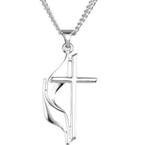 Extel Large Sterling Silver Religious Methodist Cross Pendant Charm