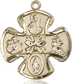 Extel Medium 14kt Gold Filled 5-Way Cross Pendant 18 Inch